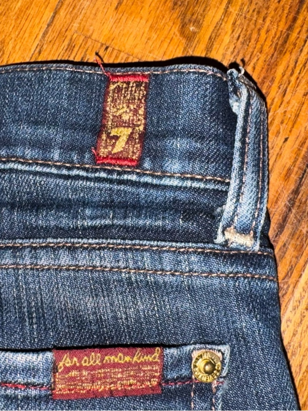 7 For All Mankind Women’s Dark Blue Low Rise Staight Leg/Wide Leg Jeans - Picture 3 of 7